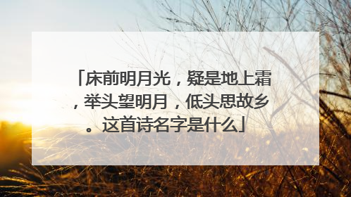 床前明月光，疑是地上霜，举头望明月，低头思故乡。这首诗名字是什么