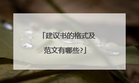 建议书的格式及范文有哪些?