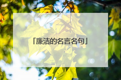 廉洁的名言名句