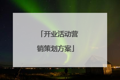 开业活动营销策划方案
