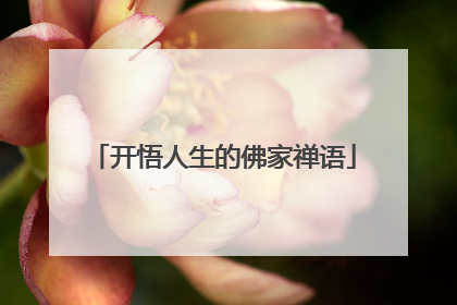 开悟人生的佛家禅语