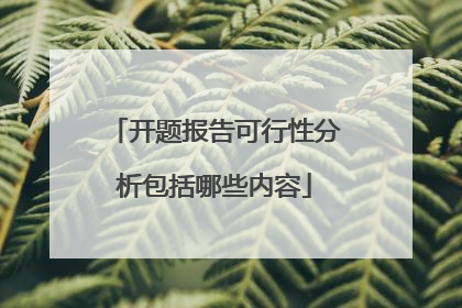 开题报告可行性分析包括哪些内容