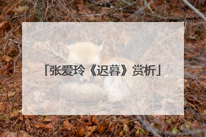 张爱玲《迟暮》赏析
