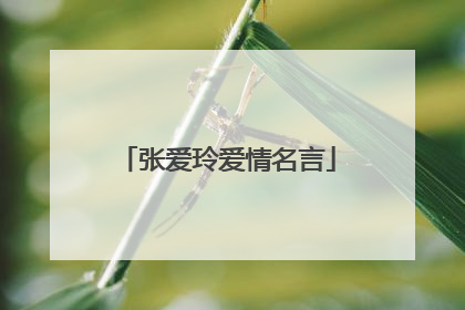 张爱玲爱情名言
