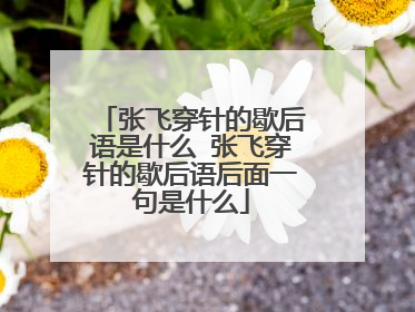 张飞穿针的歇后语是什么 张飞穿针的歇后语后面一句是什么