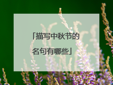 描写中秋节的名句有哪些