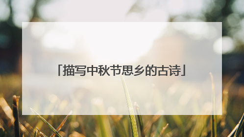 描写中秋节思乡的古诗