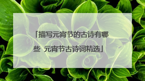 描写元宵节的古诗有哪些 元宵节古诗词精选