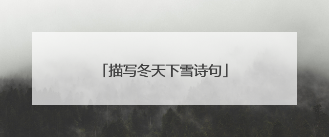 描写冬天下雪诗句