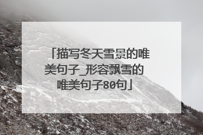 描写冬天雪景的唯美句子_形容飘雪的唯美句子80句