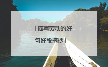 描写劳动的好句好段摘抄