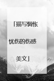 描写惆怅忧伤的伤感美文