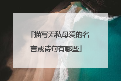 描写无私母爱的名言或诗句有哪些