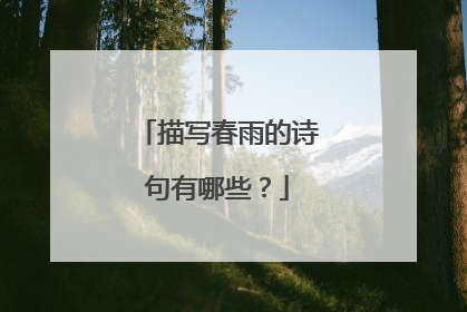 描写春雨的诗句有哪些？