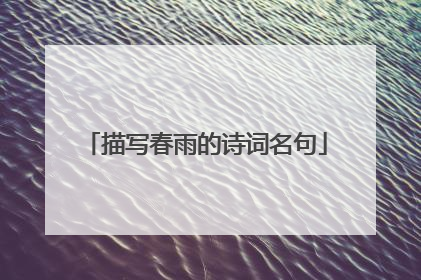 描写春雨的诗词名句