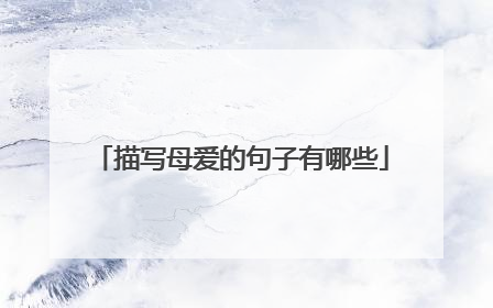 描写母爱的句子有哪些