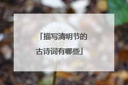 描写清明节的古诗词有哪些