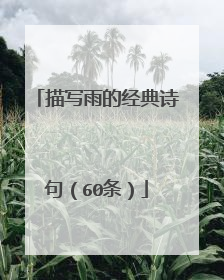 描写雨的经典诗句(60条)