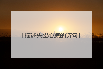 描述失望心凉的诗句