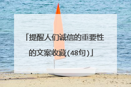 提醒人们诚信的重要性的文案收藏(48句)