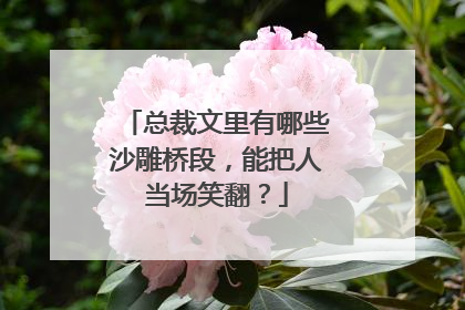 总裁文里有哪些沙雕桥段，能把人当场笑翻？