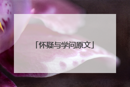 怀疑与学问原文