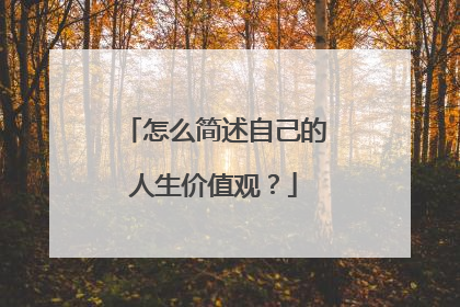 怎么简述自己的人生价值观？