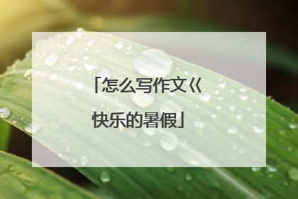 怎么写作文巜快乐的暑假