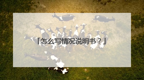 怎么写情况说明书？