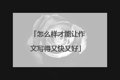 怎么样才能让作文写得又快又好