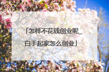 怎样不花钱创业呢_白手起家怎么创业