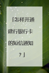 怎样开通建行银行卡的短信通知?