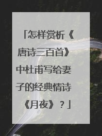 怎样赏析《唐诗三百首》中杜甫写给妻子的经典情诗《月夜》？