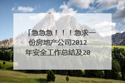 急急急！！！急求一份房地产公司2012年安全工作总结及2013年工作计划！感激不尽！！！
