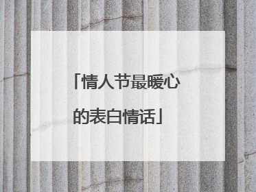 情人节最暖心的表白情话