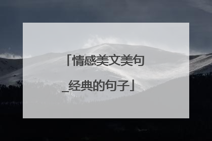 情感美文美句_经典的句子