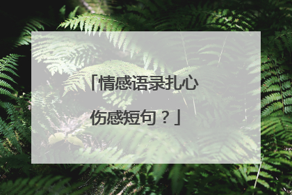 情感语录扎心伤感短句?