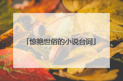 惊艳世俗的小说台词