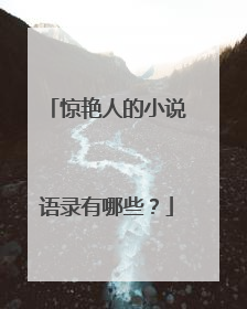 惊艳人的小说语录有哪些?