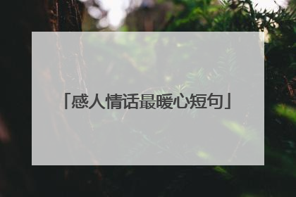 感人情话最暖心短句