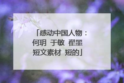 感动中国人物：何玥 于敏 翟墨短文素材 短的
