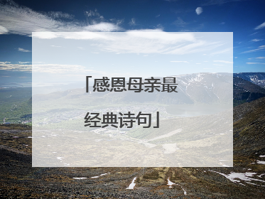 感恩母亲最经典诗句