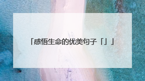 感悟生命的优美句子「」