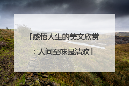 感悟人生的美文欣赏：人间至味是清欢