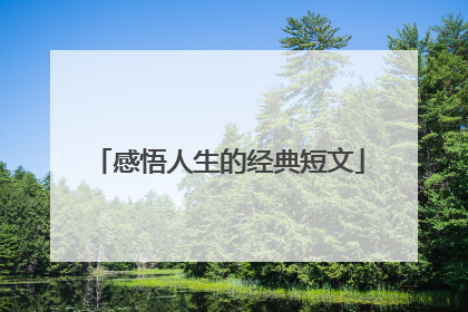 感悟人生的经典短文