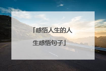 感悟人生的人生感悟句子