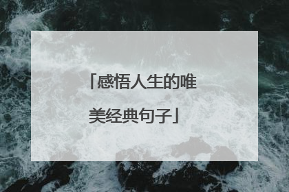 感悟人生的唯美经典句子