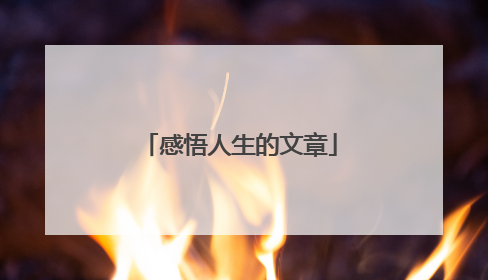 感悟人生的文章