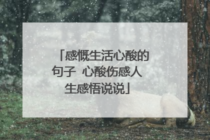 感慨生活心酸的句子 心酸伤感人生感悟说说