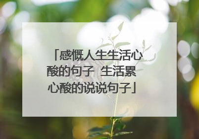 感慨人生生活心酸的句子 生活累心酸的说说句子